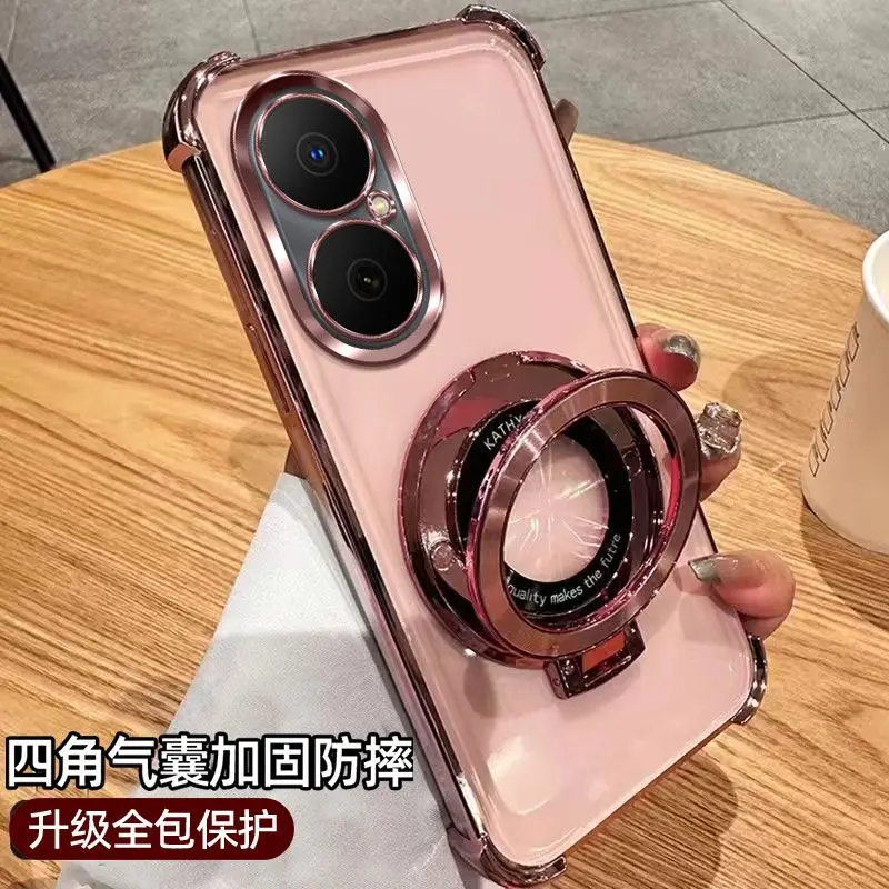 Electroplated Anti-Drop Transparent Bracket TPU Phone Case