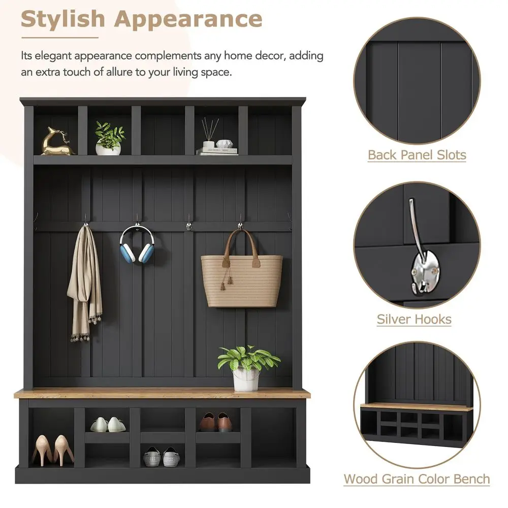 Hall Tree with Bench & Cube Storage 4