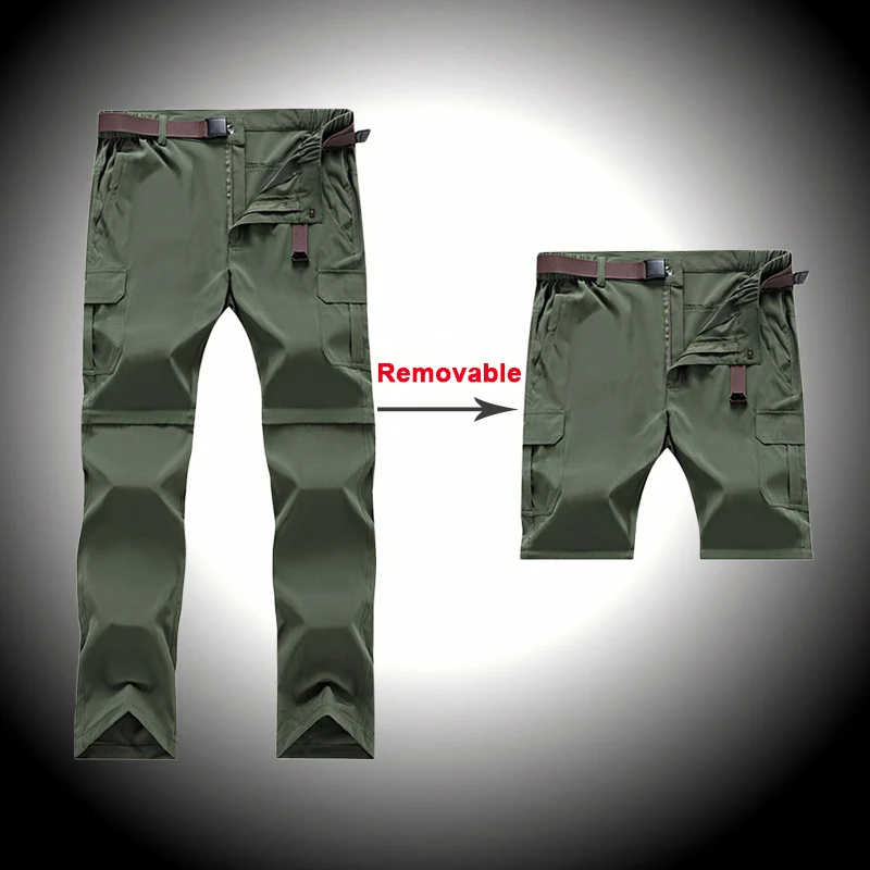 남성용 컨버터블 하이킹 바지, 빠른 건조 통기성 바지, 트레킹 탄성, 태양 보호 카고 바지, 여름 