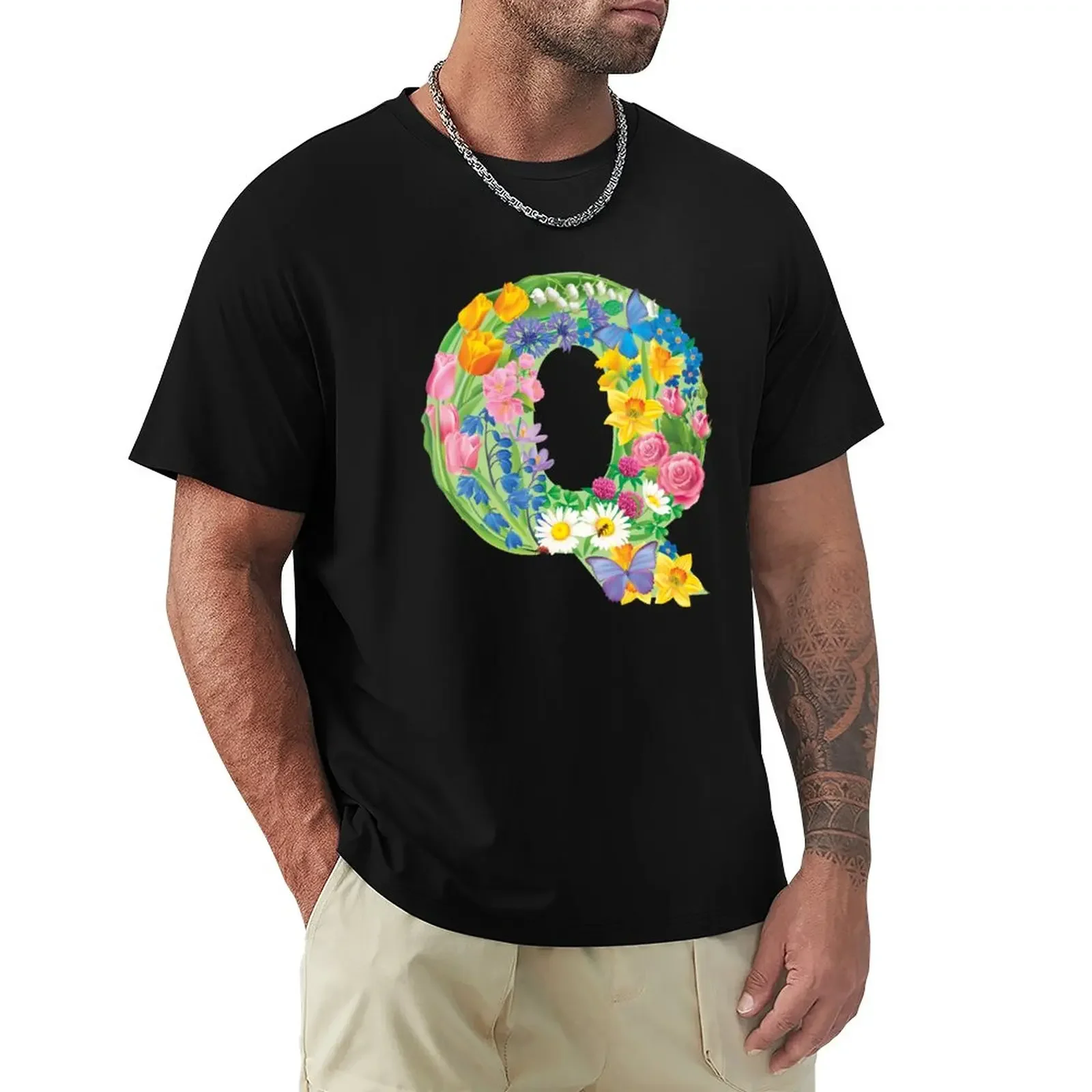 

Letter Q T-Shirt Short sleeve tee customizeds mens graphic t-shirts funny
