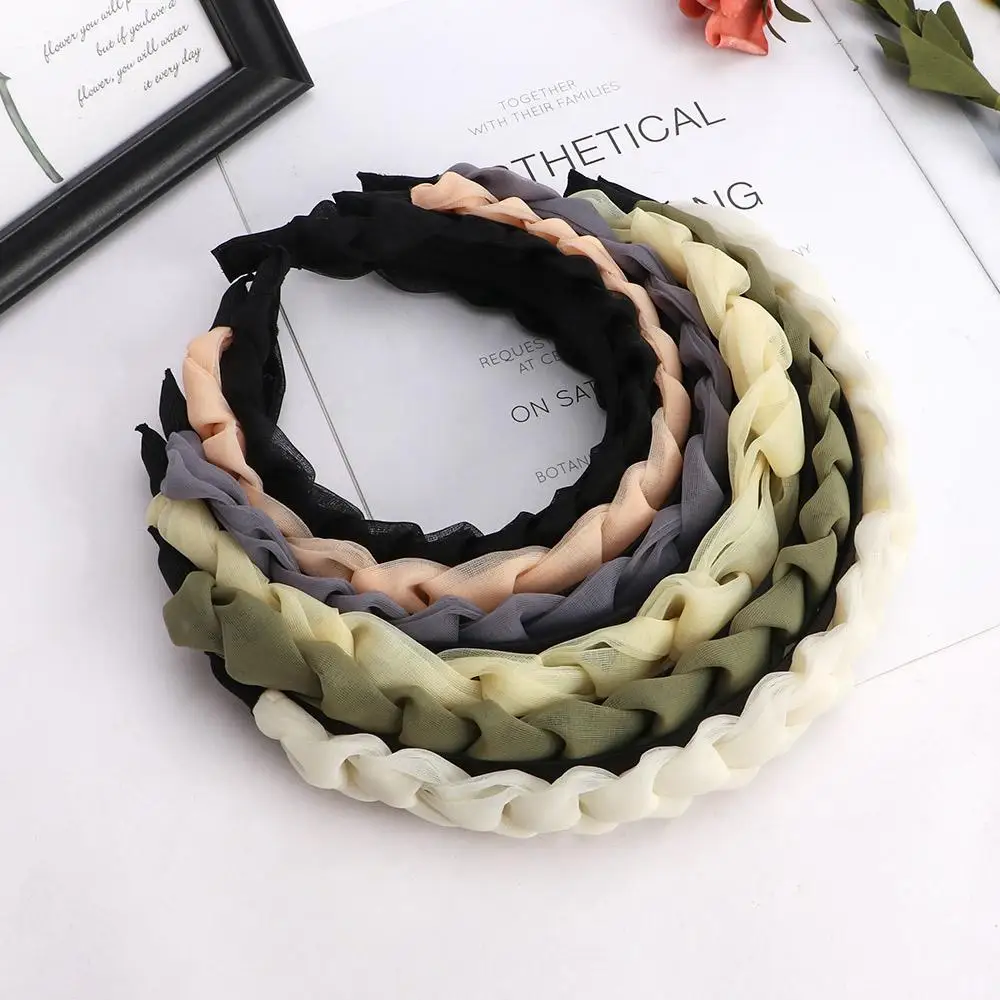 

Face Wash Headwear Organza Female Twist Braided Women Hair Band Korean Style Headband Mesh Hair Hoop Hair Accessories