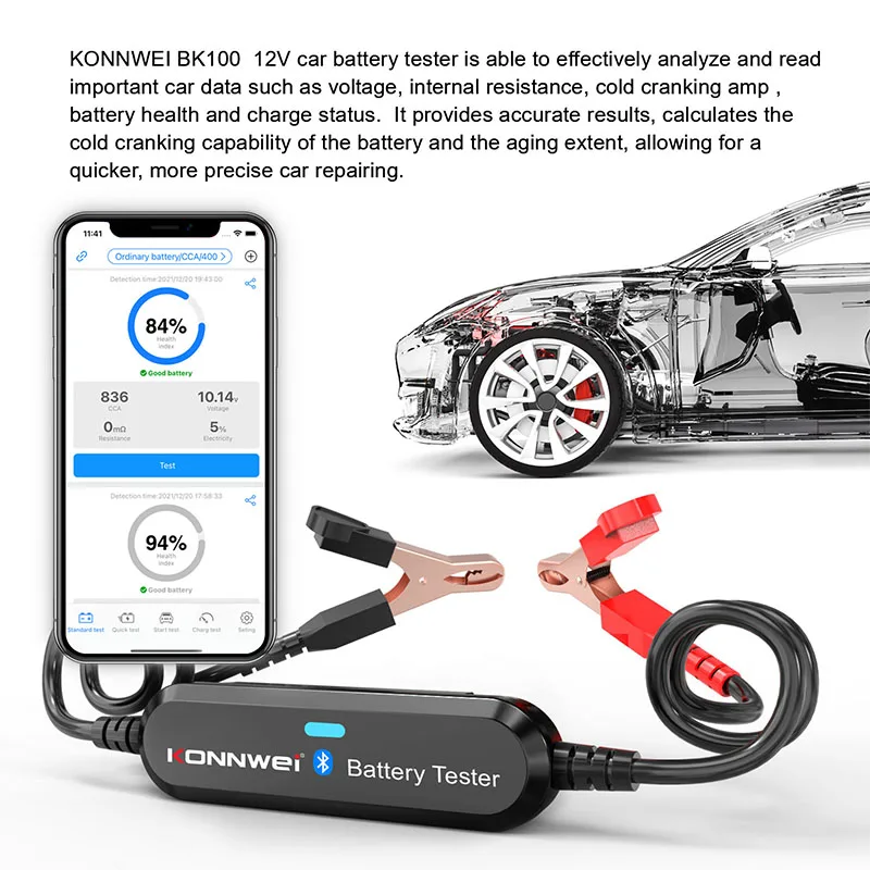 

Bluetooth-тестер автомобильных аккумуляторов BK100, 12 В, 100-2000 CCA, 6 в, 12 В