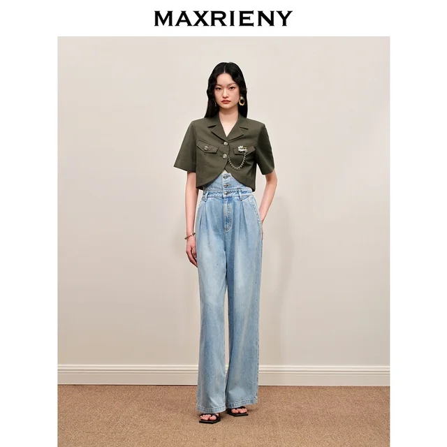 할인된 가격으로 트렌디한 스타일을 갖춘 Maxrieny 군사 바람 컷 코트