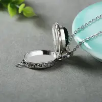 Fashion Vintage Style Green Crystal Pendant Retro Carved Gawu Can Open Photo Box Openable Style Pendant Necklace for Women Men - Image 4