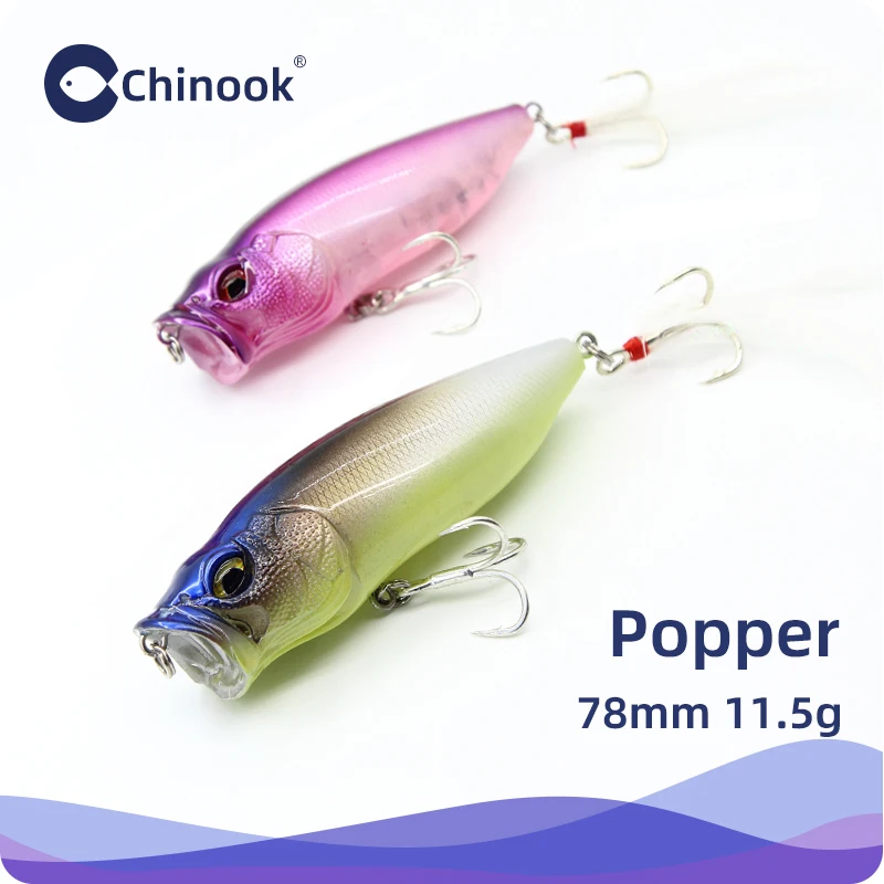 Chinook Popper Angelköder 78mm 14,8g Oberflächenköder Künstlicher Hartköder zum Angeln auf Barsch, Zander, Hecht Buzzbait Pop Max