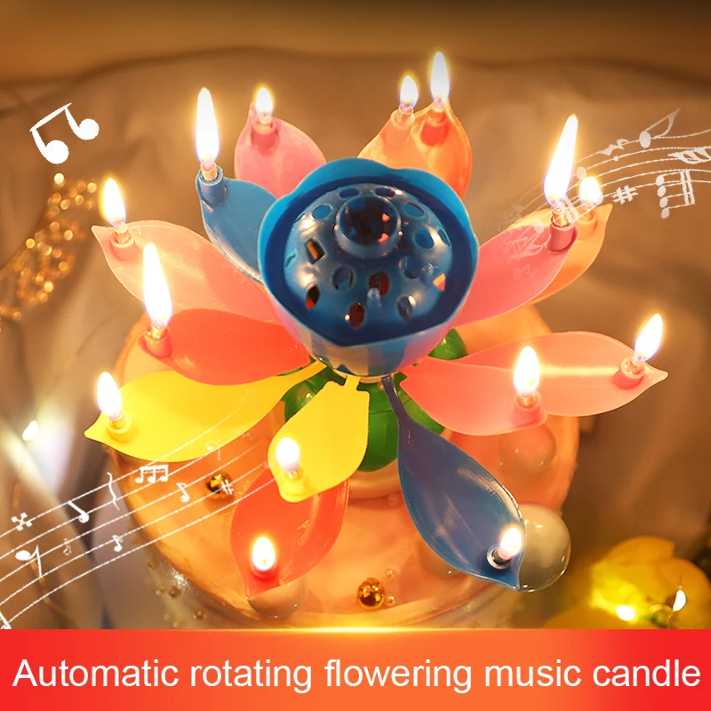 LotusFlowerMusicBirthdayCandlesCakeTopperFestivalWedding