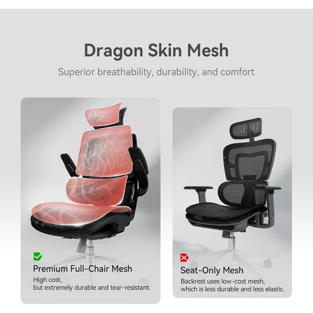 M59AS Ergonomic Office Chair, Desk Chair with 3D Flip-up Armrests, Computer Chair with Dual Back Design and Adaptive Dynam 6