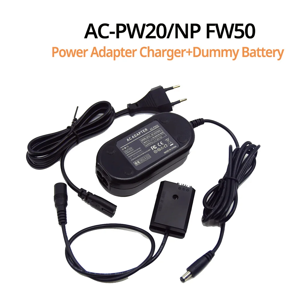 

AC-PW20 NP-FW50 Power Adapter Charger NP FW50 Dummy Battery Kit for Sony NEX3 5 6 7 SLT- A55 A35 A7 A7R A7II A6300 A6500 ZV-E10