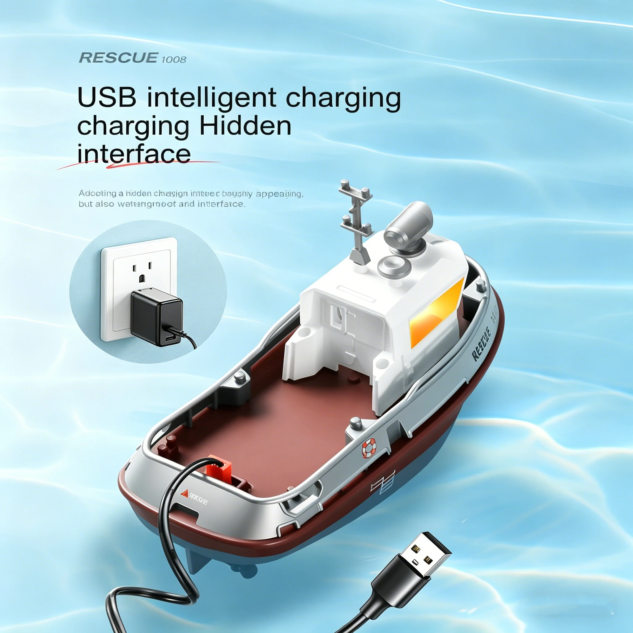 RC Tugboat 1:32 Bateau Télécommandé LED 2.4GHz - Jouet Eau