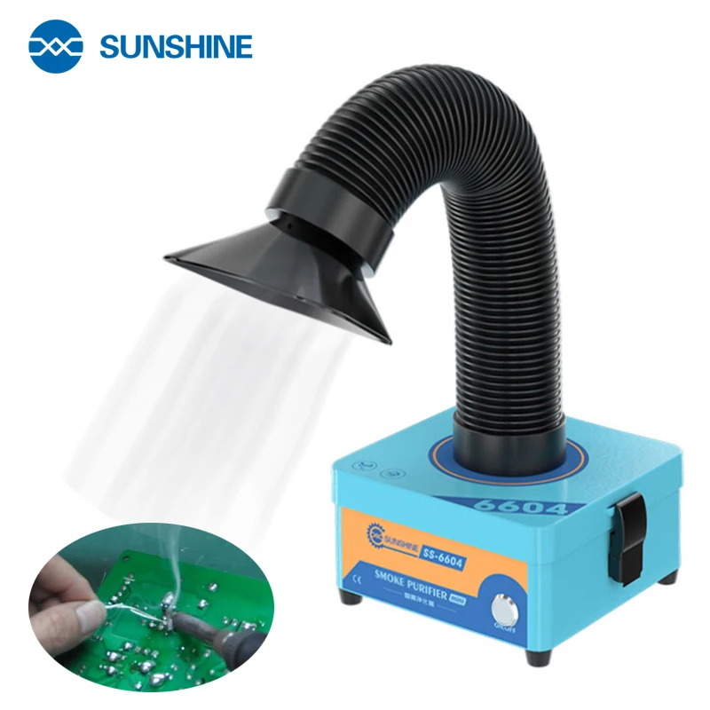 

SUNSHINE SS-6604 Mini Fume Extractor Powerful Efficient Purification 3 Layer Filter Dust Purification System for Phone Repair