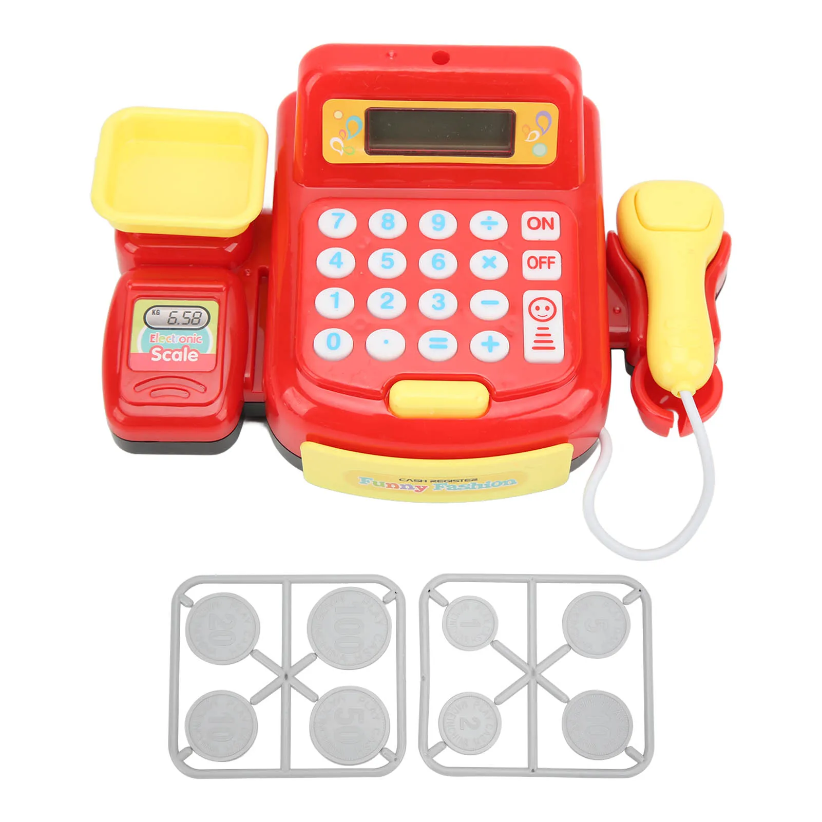 Children Mini Cash Register Toy Cash Register Simulation Coin Set for Over 3 Year Old Kids Birthday Gift