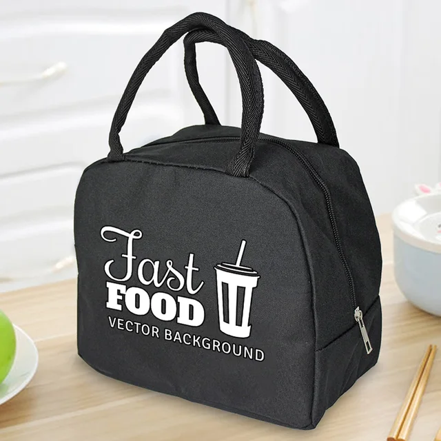 Insulated Lunch Bag  Zipper Cooler Tote Thermal Bag Lunch Box  Canvas Food Picnic Lunch Bags for Work Handbag Food Pattern 4Food019
