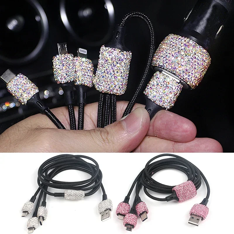 New Bling USB Car Charger 5V 2.1A Dual Port Fast Adapter Pink Car Decor Car Styling Diamond Car Accessories Interior for Woman