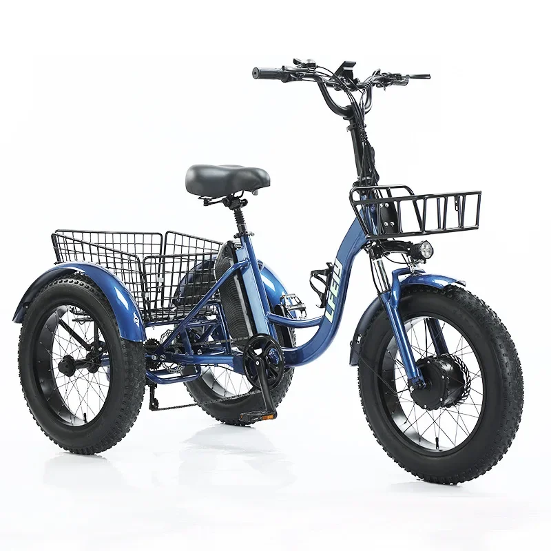 3 Wheel Electric Tricycle 20-inch fat tire Electric Tricycle 500W pedal-assisted lithium battery tricycle thick tire snow bike