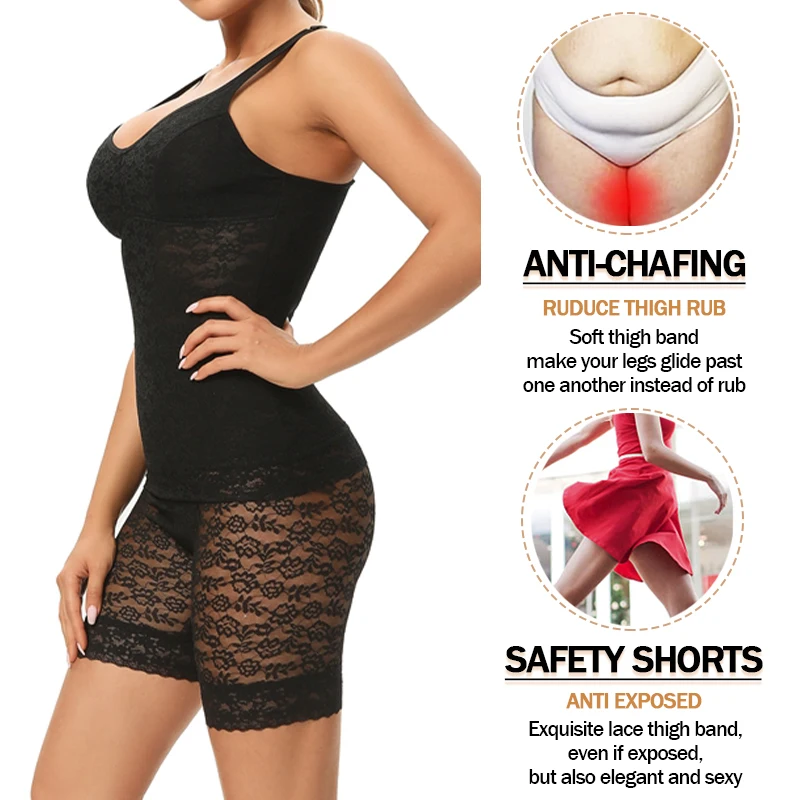 Shapewear for Women Tummy Control High Waisted Power Shorts Lace Belly Waist Trainer Corsets Thigh Slimming Body Shaper Panties