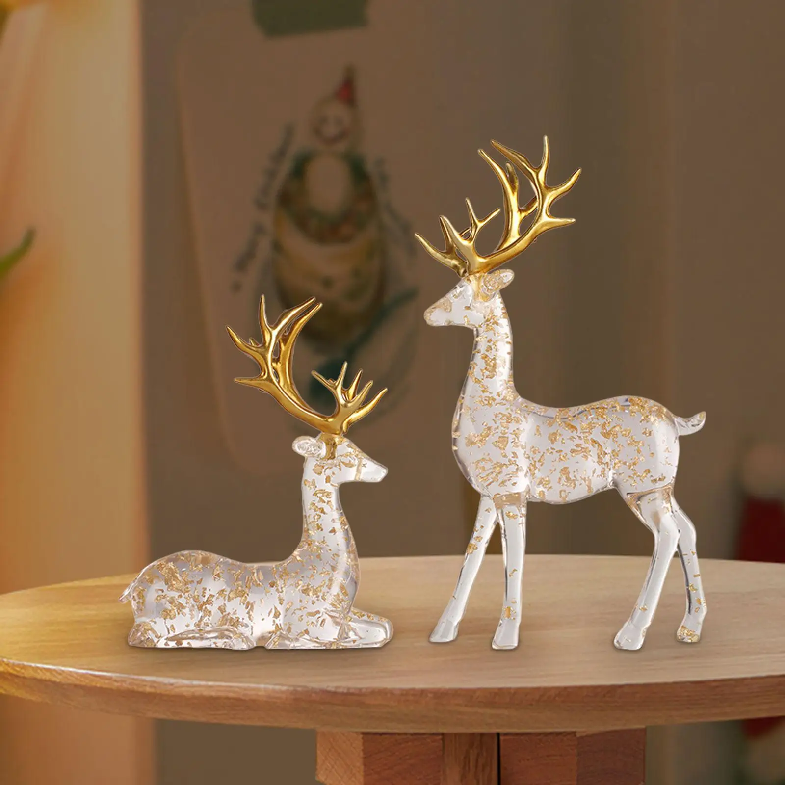 2x Deer Statues Crafts Decorative Figurines for Birthday Christmas Holiday