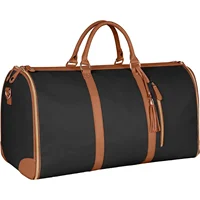 Leather Travel Duffle Bag with Garment and Shoe Compartment