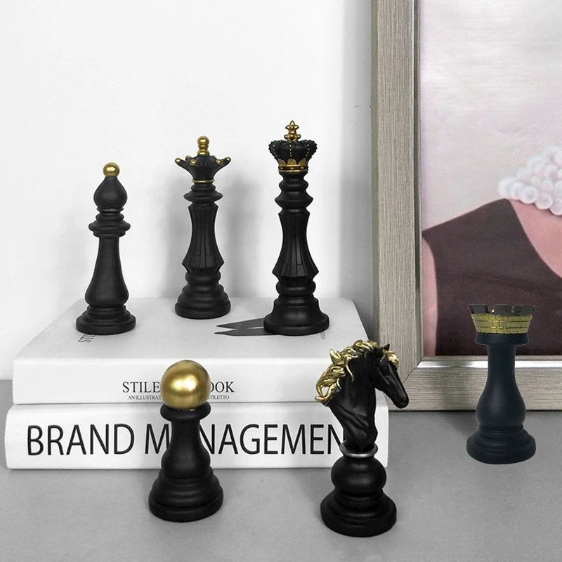 Simple Modern Chessmen Ornaments International Chess Figurines Retro Home Decor