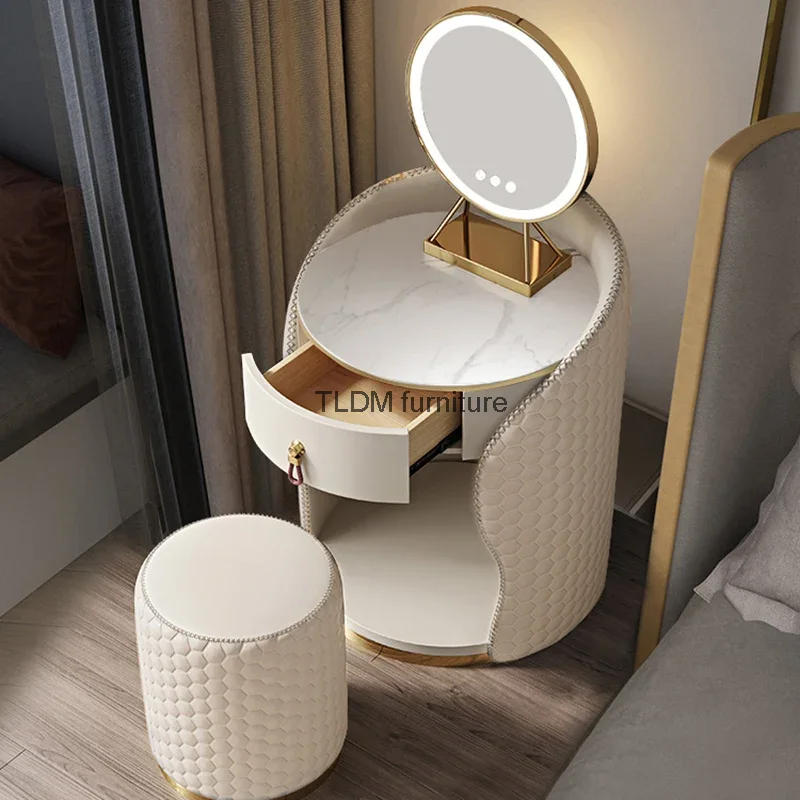 

Luxury Nordic Dressing Table Mirror Chair Woman Bedroom Dressing Table Container European Tocador Maquillaje Furniture Makeup