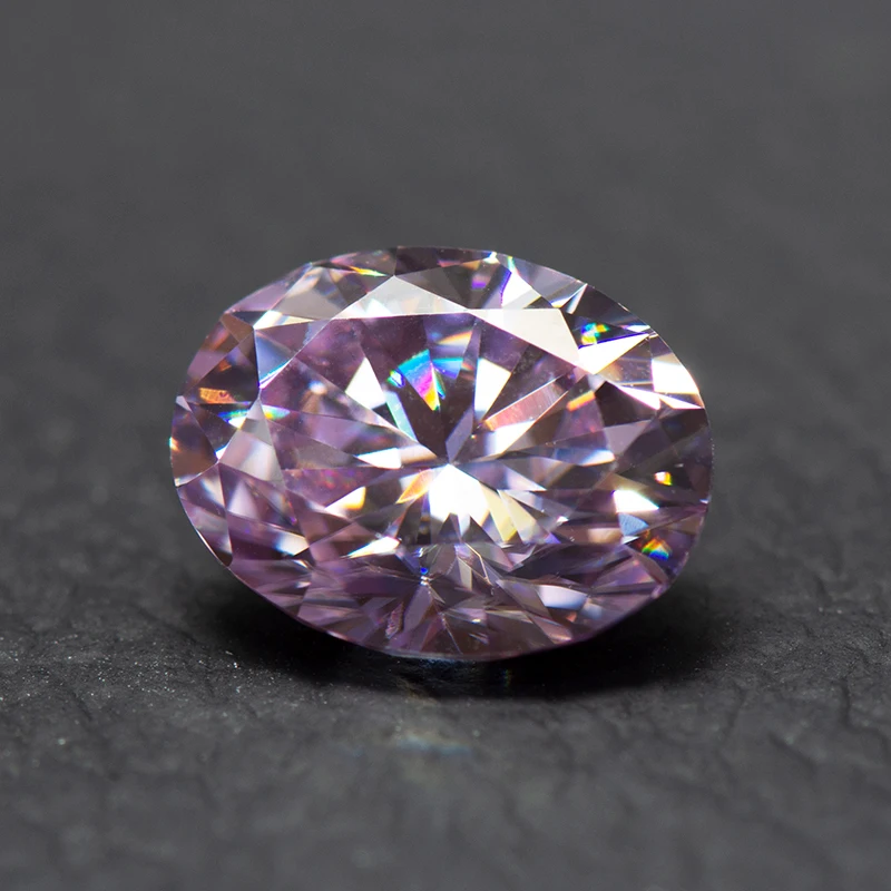 Moissanite Stone Light Purple Colour Oval Cut Lab Created Synthetic Gemstone Passed Diamond Tester Comes with GRA Certificate