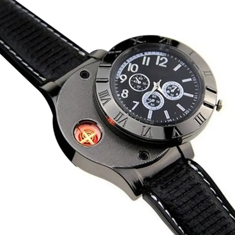 Creative Charging Real Watch Lighter Windproof Multifunctional Sub Charging Cigarette Lighter Men's Electronic Watch