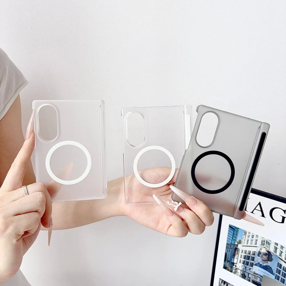 Ultra-Thin Transparent Matte Magnetic Case with Hinge Protection