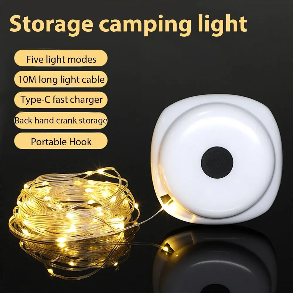 LED Rechargeable Camping Lamp Atmosphere 10M IPX4 Waterproof Recyclable Light Belt for Outdoor Garden Decoration Tent Room