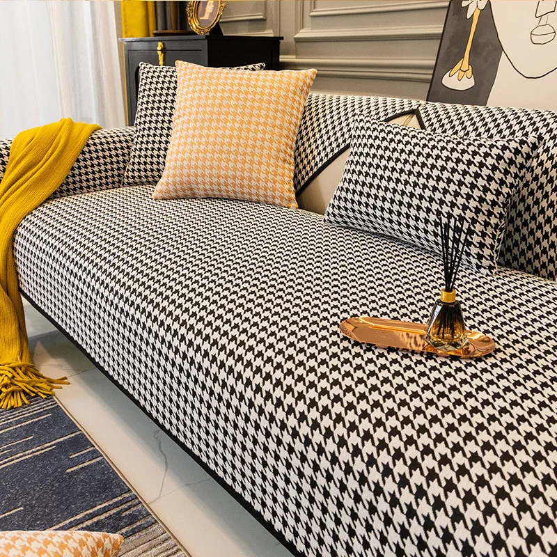 

Houndstooth Sofa Cover Soft Sofa Towel Cover for Living Room Non Slip Couch Cover Sofa Chaise Cover Lounge Sofa Slipcovers