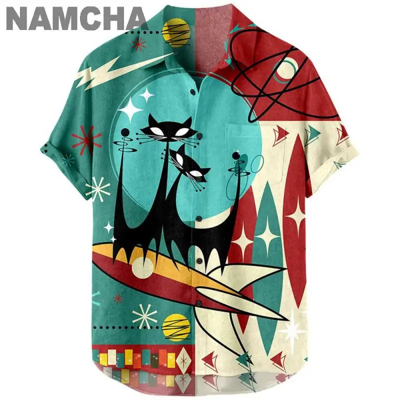 Summer Beach Style Men's Hawaiian Shirts 3D Printed Casual Musical Instruments Tops Loose Short-sleeve Blouses Camicias