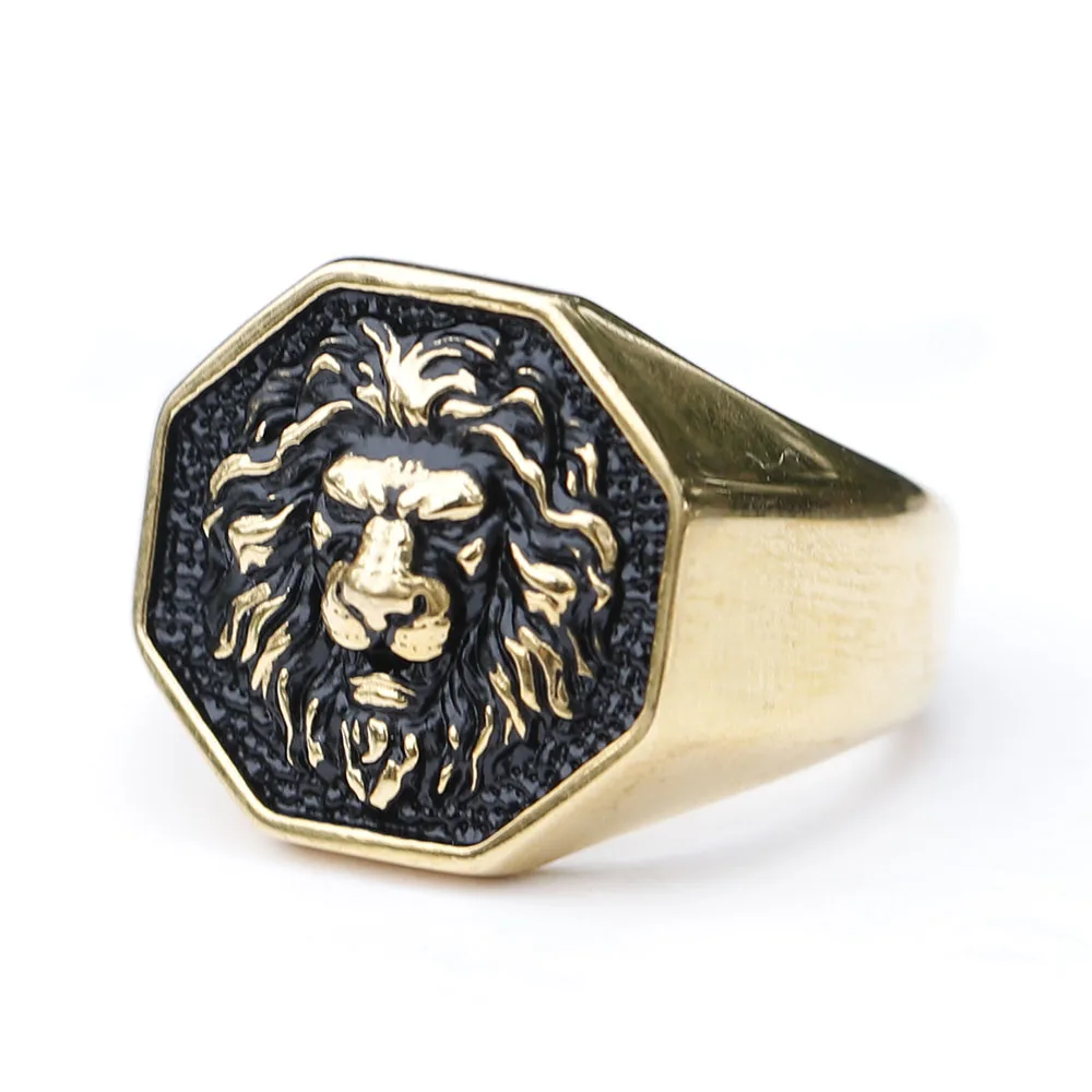 2024 Detailed Stainless Steel 3D Lion Head Rings For Men