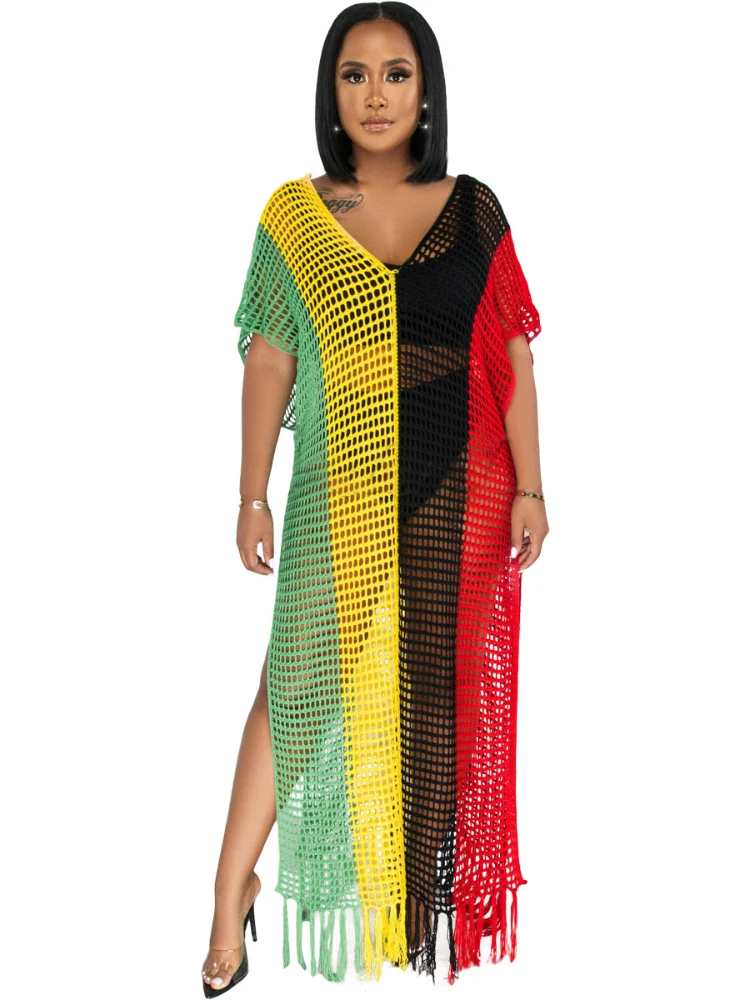 Threaded Pear Della Open Knit Sweater Beach Cover Up