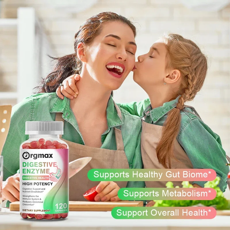 Lipase, & 14 Other Enzymes-Orgmax Digestive Enzymes Capsules Probiotics with Amylase, Bromelain, Protease
