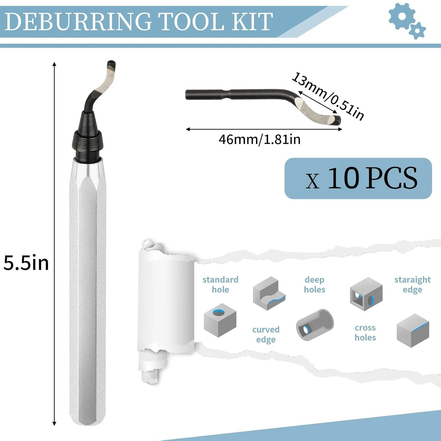 11개의 고속 강철 블레이드가 있는 디버링 도구 금속 손잡이 360도 회전 헤드 BS1010 BS1012 BS1018 BK3010 BS3010 디버링