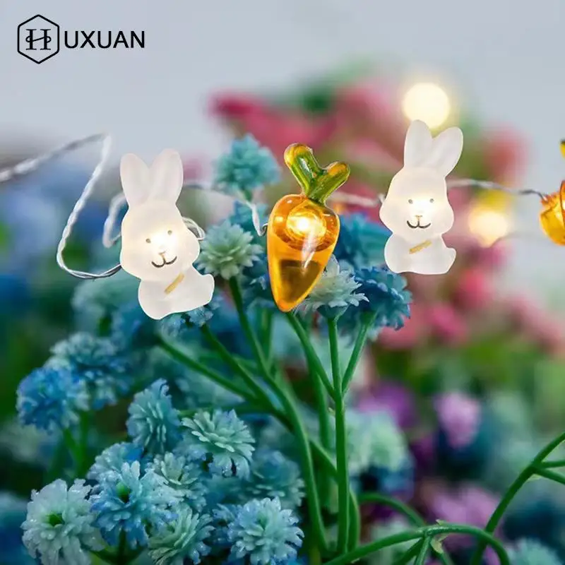 

1M 10LED Easter Rabbit String Light Carrot Chick Eggs Fairy Light Garland Happy Easter Party Decoration For Home Kids Gift 2024