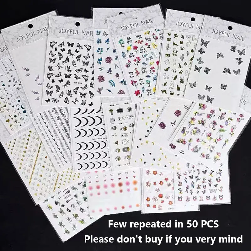 Random 50 PCS Stickers for nails Press on nails Toe nail art Decoration Women manicure supplies 3