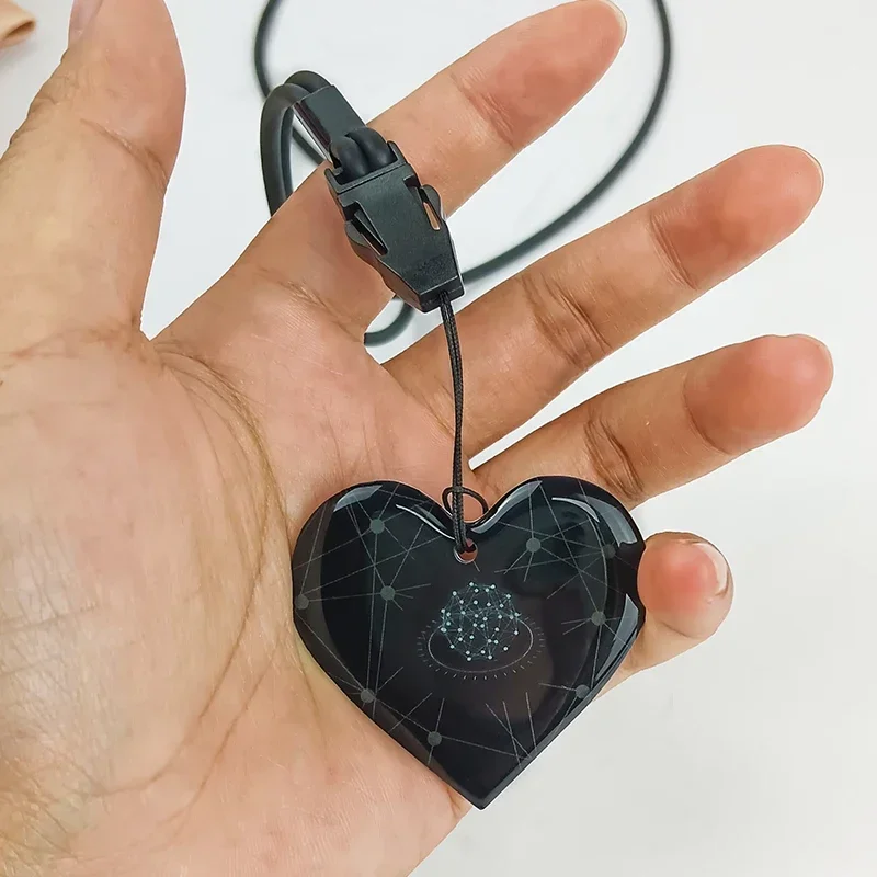THz heart shape quantum nano energy card de iones negativos tarjeta new me card energy quantum with silicone ions chain