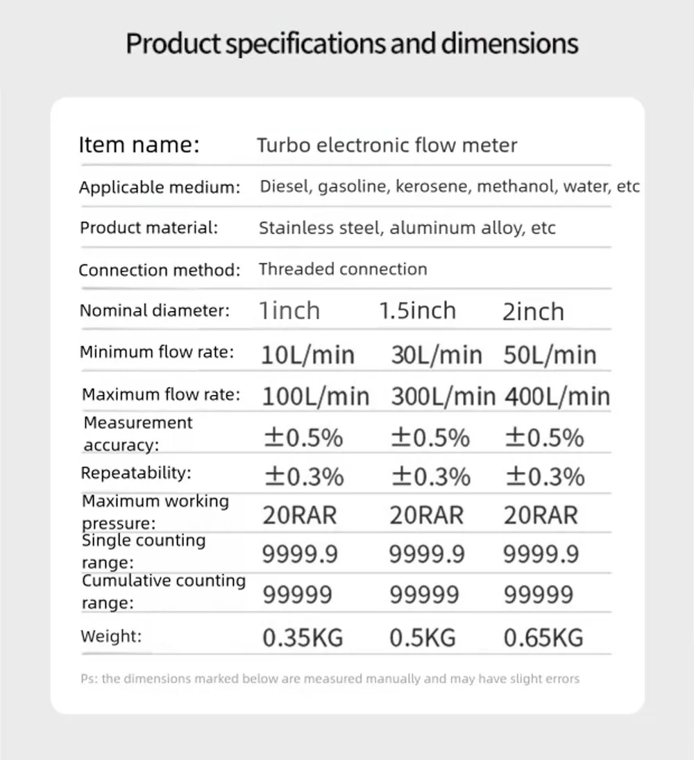 High Precision Digital Display Turbine Flow Meter Fuel Flowmeter Measuring Diese