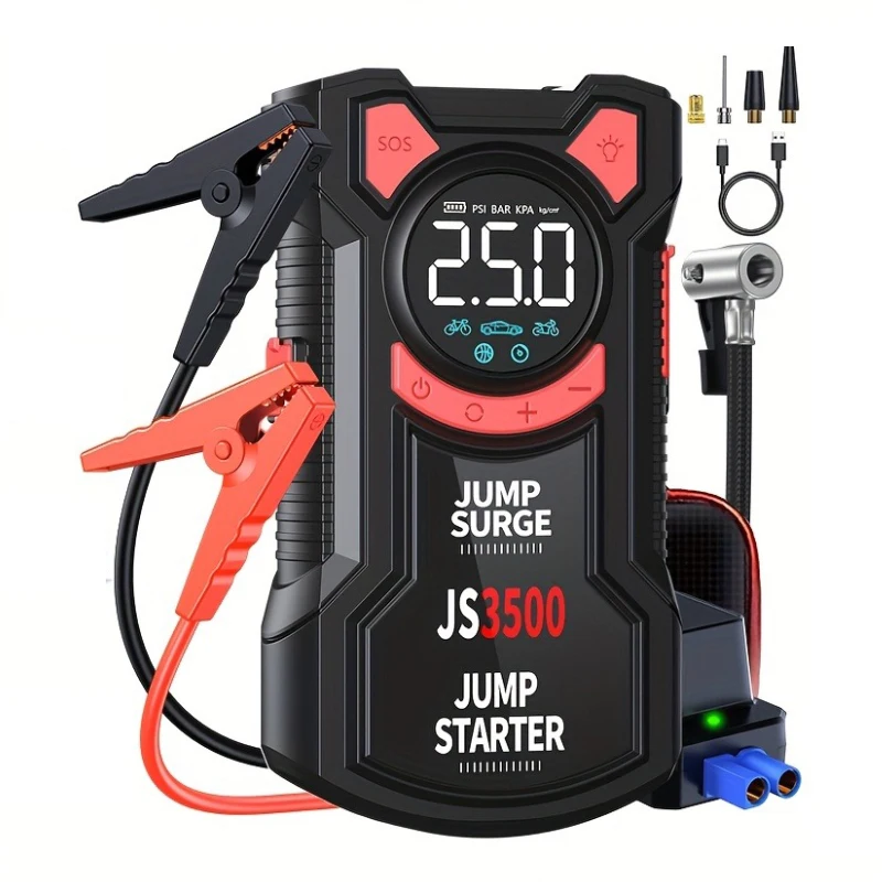 Car Jump Starter Air Compressor With Power Bank Portable Electric Pump Auto Battery Booster 12V Jump Box With Flashlight car jump starter jump starter