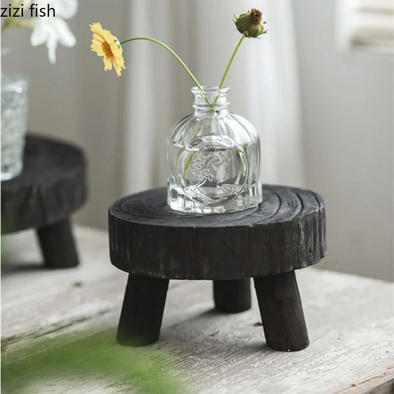 Tripod Wooden Pallet Storage Tray Tea Tray Cake Plate Dessert Plate Refreshment Tray Display Stand Photo Props Decorative Trays 3