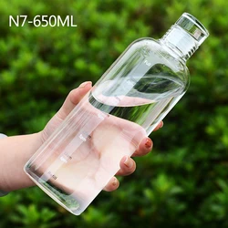 Large Capacity Glass Water Bottle with Time Marker - Transparent Design, 500/650ml - 601 - 700ml (650ml transparent)