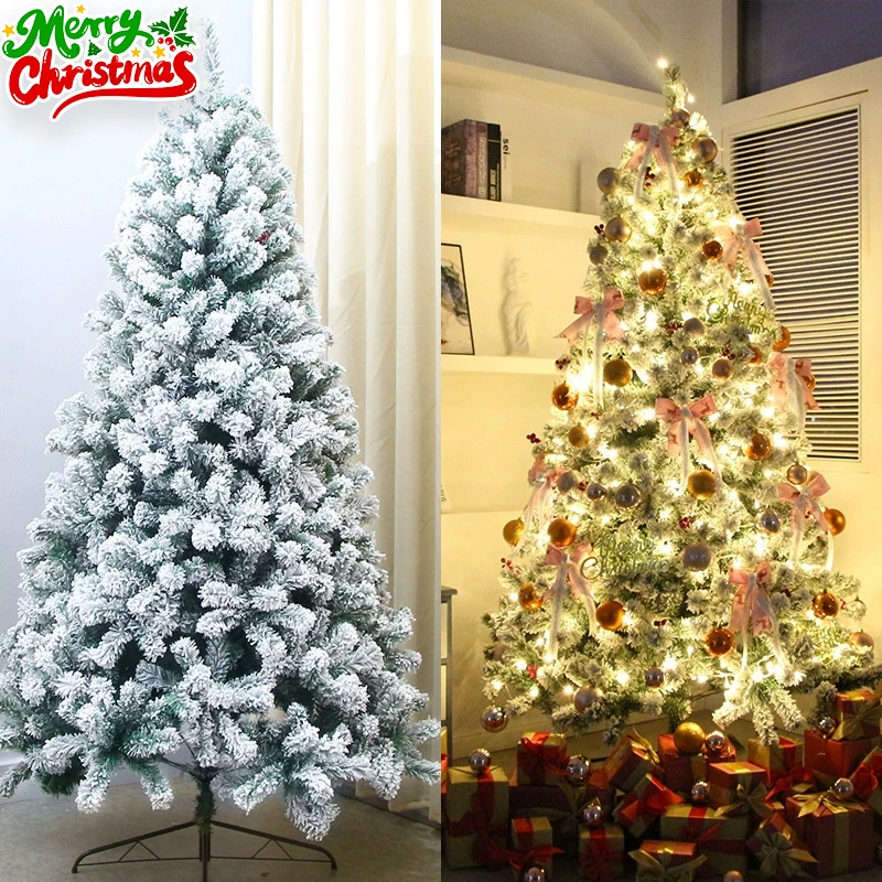White Flocked PVC Christmas Tree Realistic Snow Effect Artificial Pine Xmas Tree for Shop Window Display Decoration