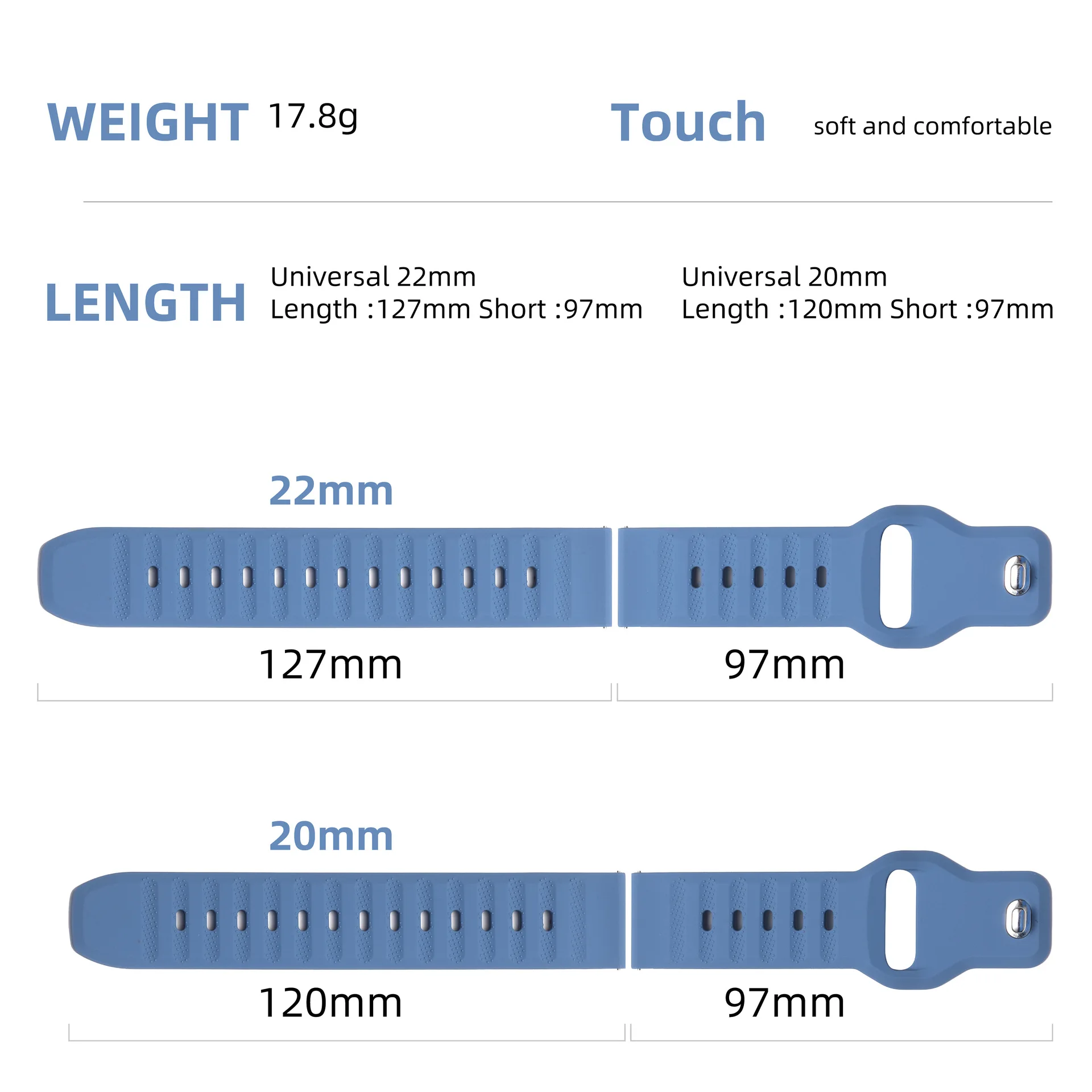 High-Quality Silicone Watch Strap - 20mm/22mm - Versatile Fit