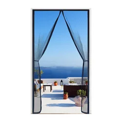 Magnetic Black Mesh Insect Screen Door with Auto-Closing Feature - Height 225cm (Width 140cm)