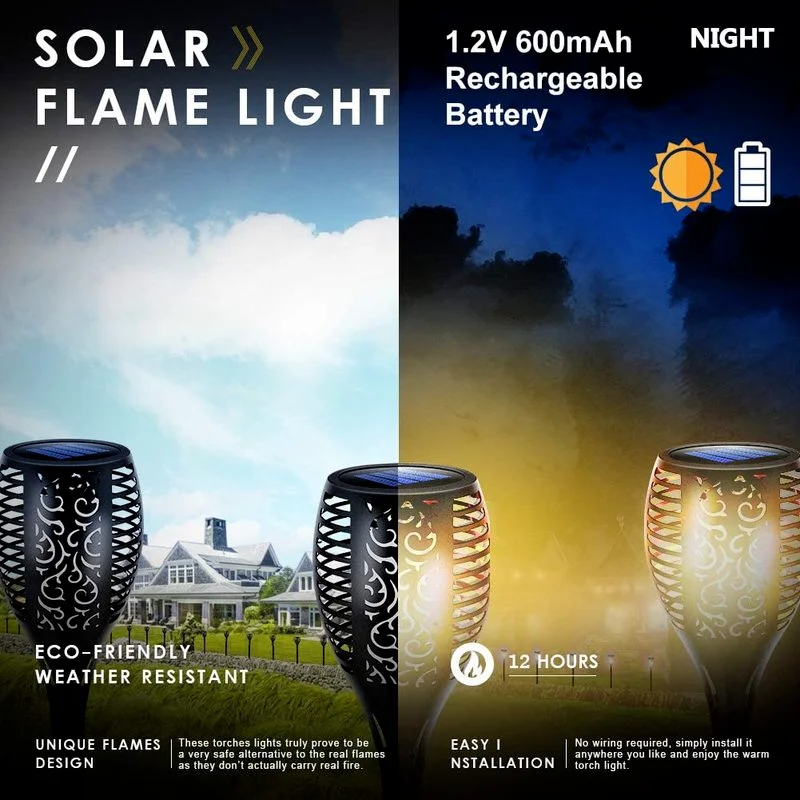 Outdoor 96LED Solar Flame Torch Lights Flickering Light Dancing Led Waterproof Garden Decoration Lawn Path Yard Patio Lamps solar lights solar led lights lawn lamp garden lighting