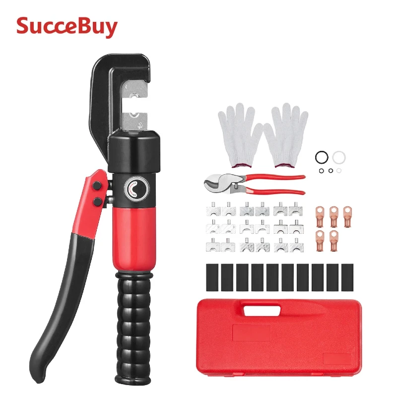 Pince à sertir hydraulique pour cosses de batterie en cuivre et aluminium - Outil professionnel avec coupe-fils et gants