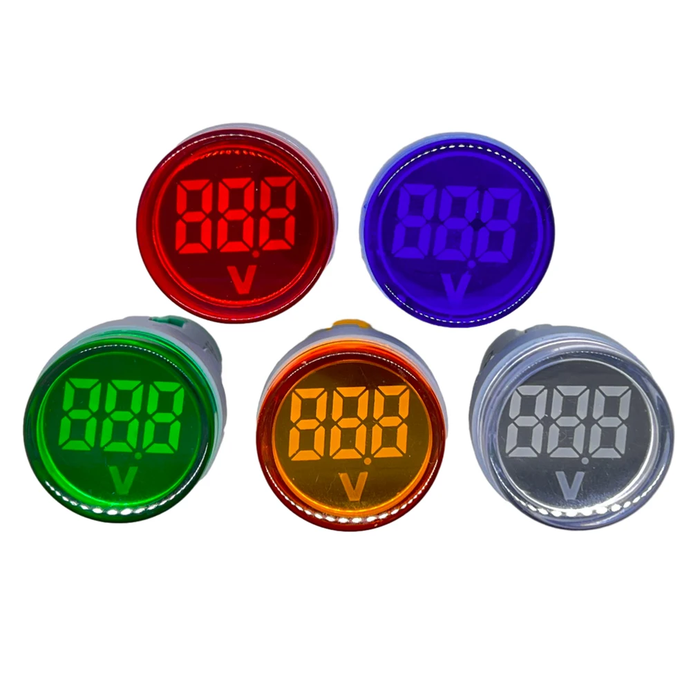 AC 60-500V 볼트 전압 테스터 미터 모니터 전원 LED 표시기 파일럿 램프 라이트 디스플레이 DIY 미니 디지털 전압계 22mm 라운드