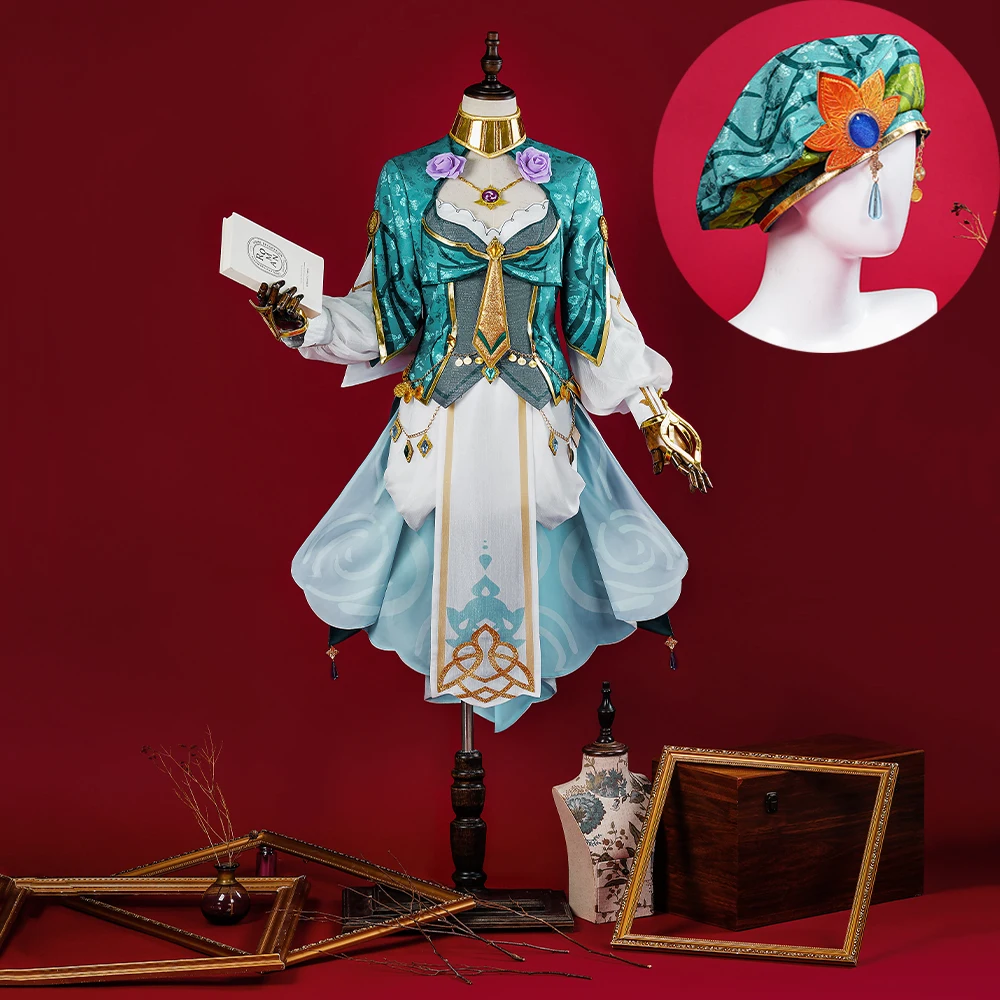 

Новый костюм для косплея Лизы Реджины Genshin Impact, платье, серьги, браслет, шляпа, драгоценный камень для девочек, Женский костюм на Хэллоуин