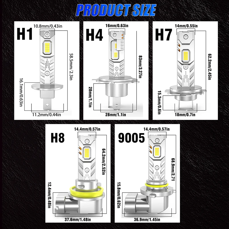 2PCS H11 9005 LED 전구 6500W 7800000LM 밝은 6500K H7 H1 H8 H9 HB3 HB4 9012 HIR2 DRL 1:1 무선 안개등 12V 24V 플러그 앤 플레이