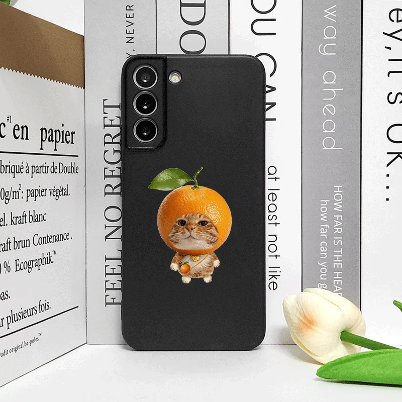 Whimsical Cartoon Fruit Cat Couple Frosted Soft Phone Case
