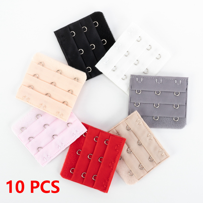 10PCS Bra Extension Lingerie Strap Extender Replacement 3 Hooks Bar Extender Buckle Women's Accessoires Extension Lingerie